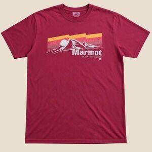 Marmot Mountain Works Mens Organic Cotton Graphic T-Shirt Burgundy Red Large
